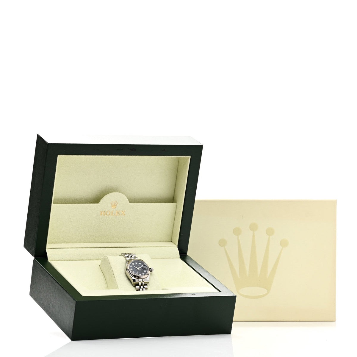 Rolex Stainless Steel 18K White Gold Diamond 26mm Datejust Watch Blue Jubilee 179174