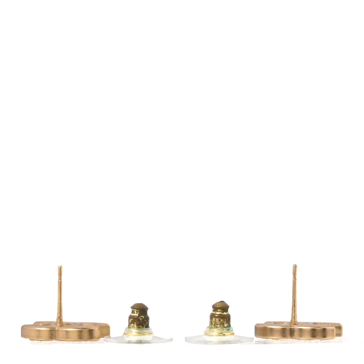 Chanel Metal Crystal CC Earrings Gold
