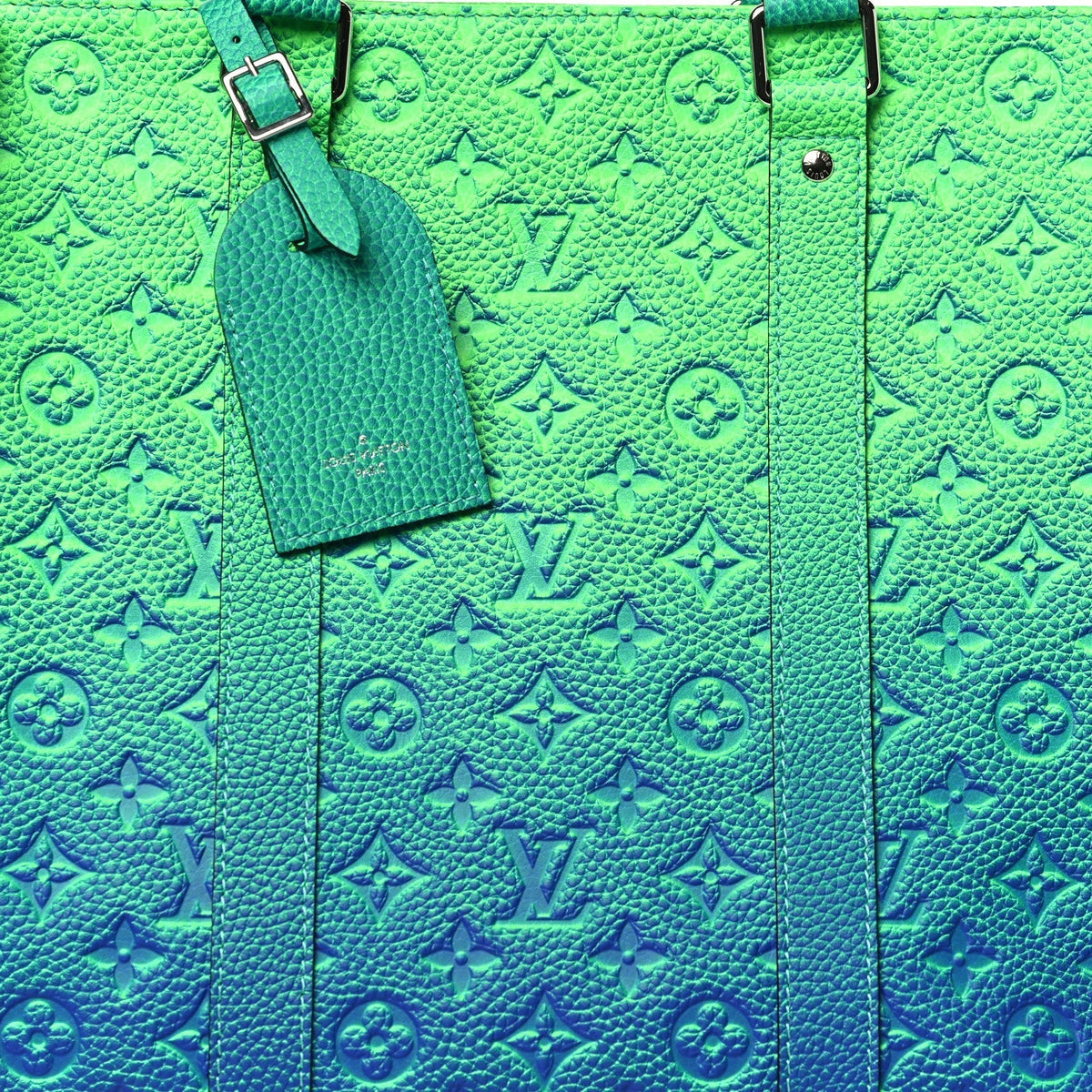Louis Vuitton Taurillon Illusion Keepall Tote Bleu Vert