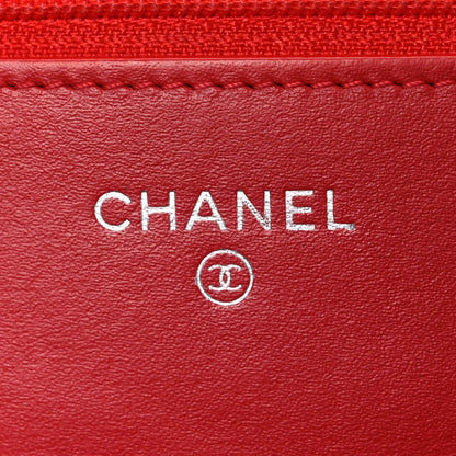 Chanel Glazed Calfskin Quilted Reissue Wallet On Chain Red