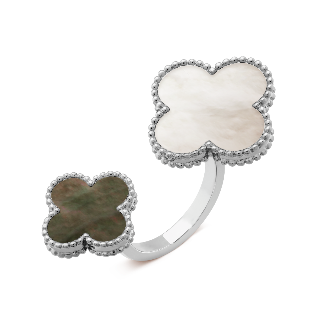 18K White Gold Mother-of-Pearl VCA Magic Alhambra Between the Finger Ring