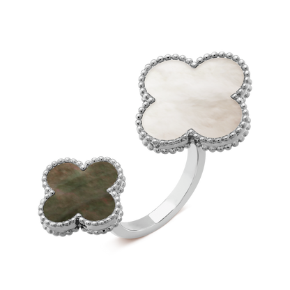 18K White Gold Mother-of-Pearl VCA Magic Alhambra Between the Finger Ring