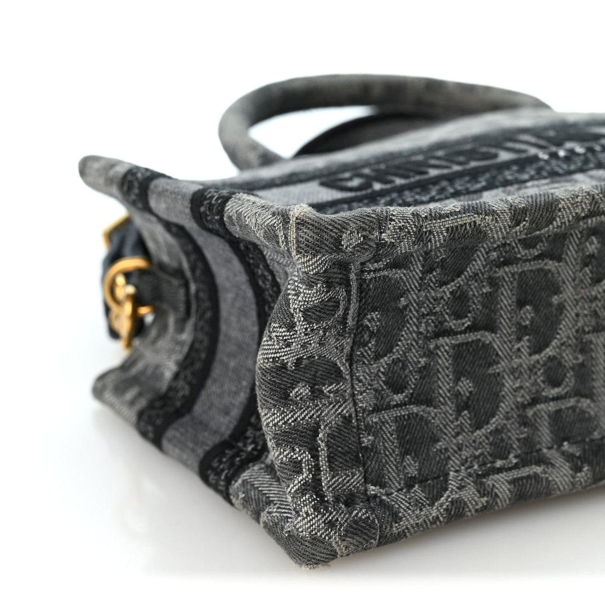 Christian Dior Oblique Denim Mini Book Tote With Strap Grey Multicolor