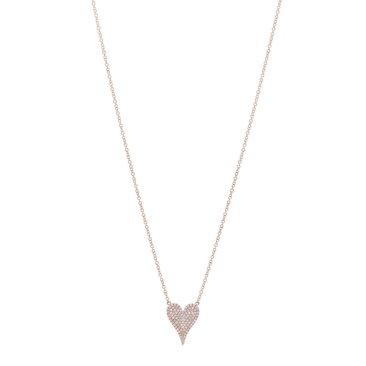 Parker & West 14K Rose Gold Diamond Pave Heart Pendant Necklace