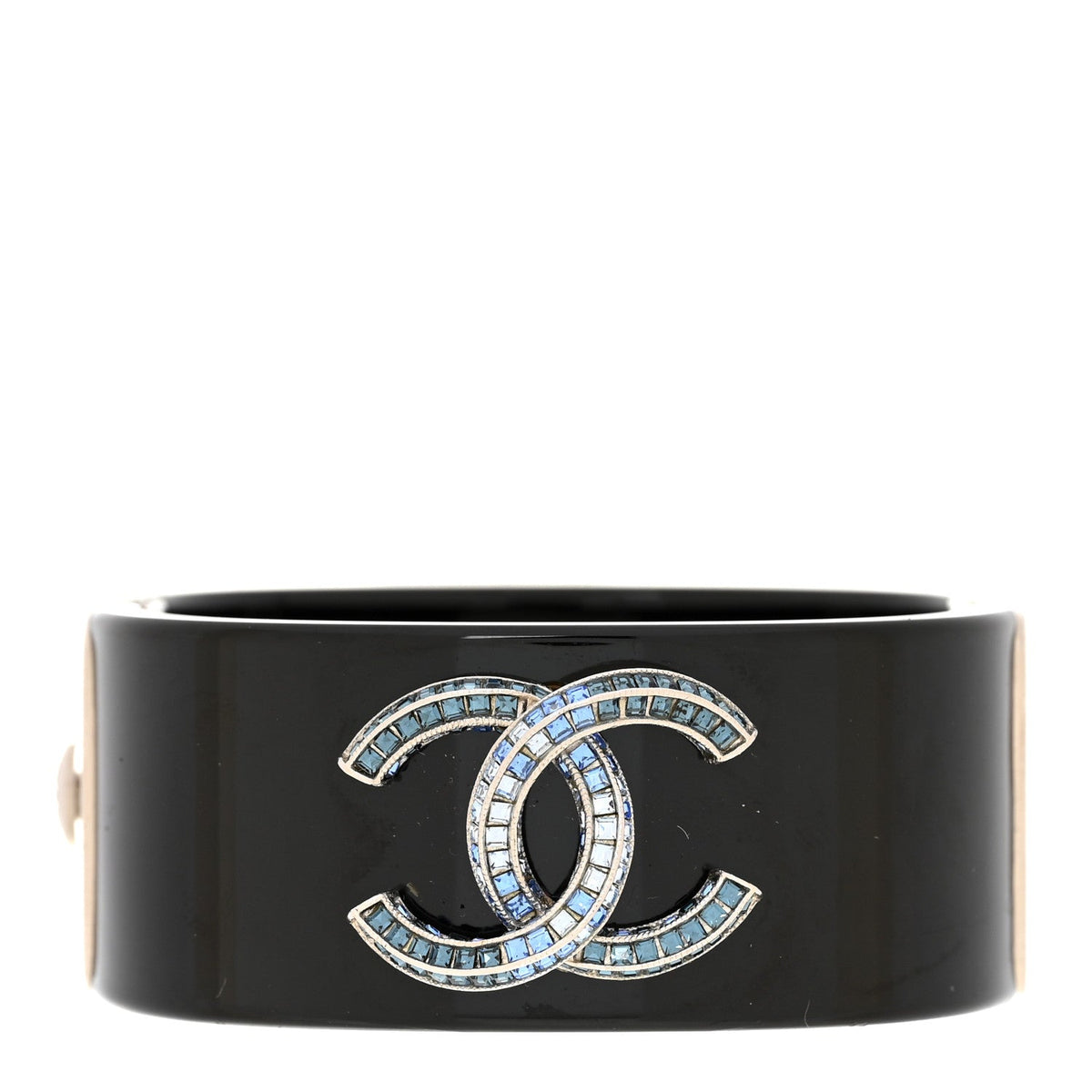 Chanel Resin Crystal CC Cuff Black