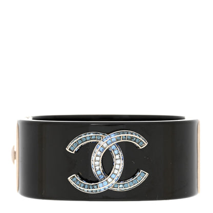 Chanel Resin Crystal CC Cuff Black