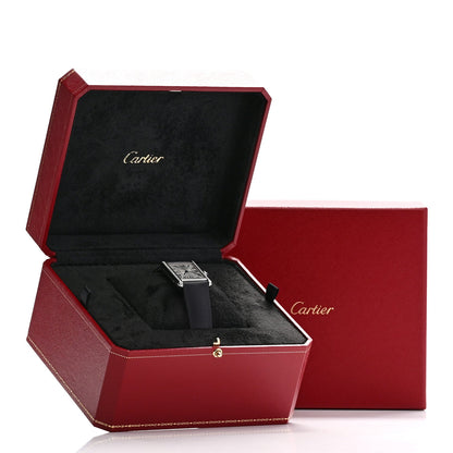 Cartier Stainless Steel Satin Diamond Women's 25mm Tank Watch