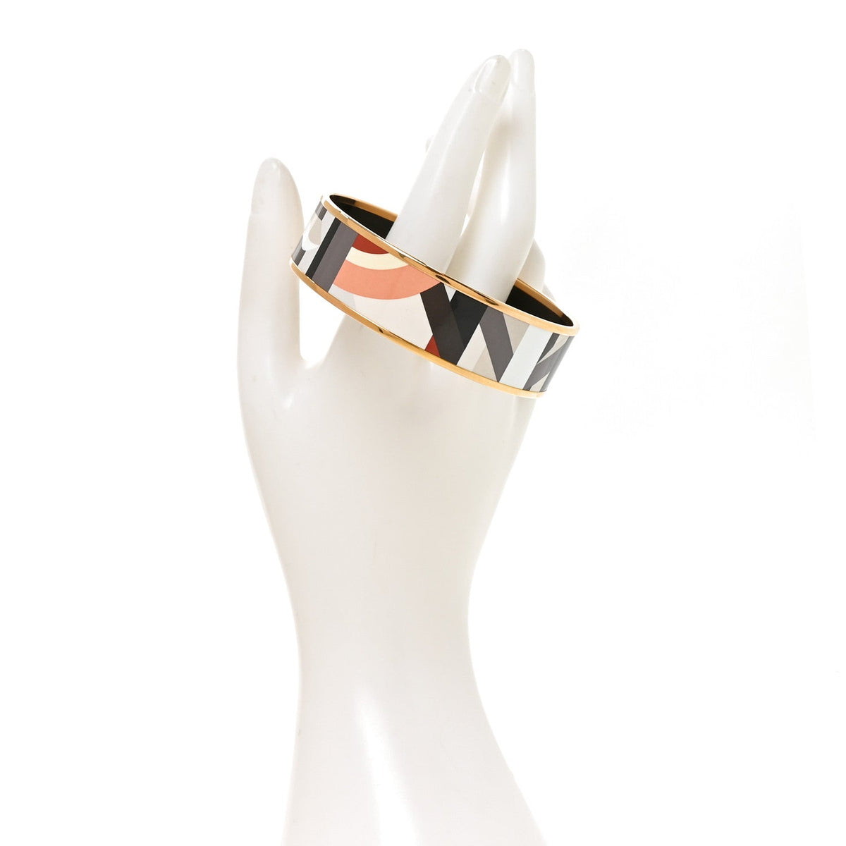 Hermes Enamel Perspective Cavaliere Wide Bracelet 62 Rose Gold