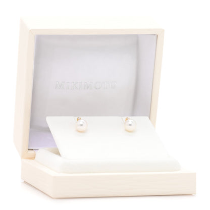 Mikimoto 18K Yellow Gold Diamond Akoya Pearl Earrings