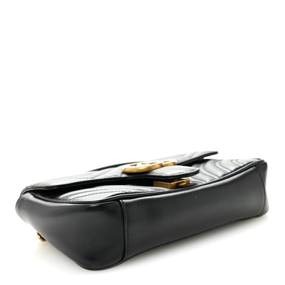 Gucci Calfskin Matelasse Small GG Marmont Shoulder Bag Black