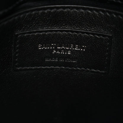 Saint Laurent Calfskin Y Quilted Monogram Small Loulou Chain Satchel Black