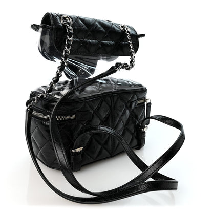 Chanel Crumpled Calfskin PVC Quilted Backpack Black