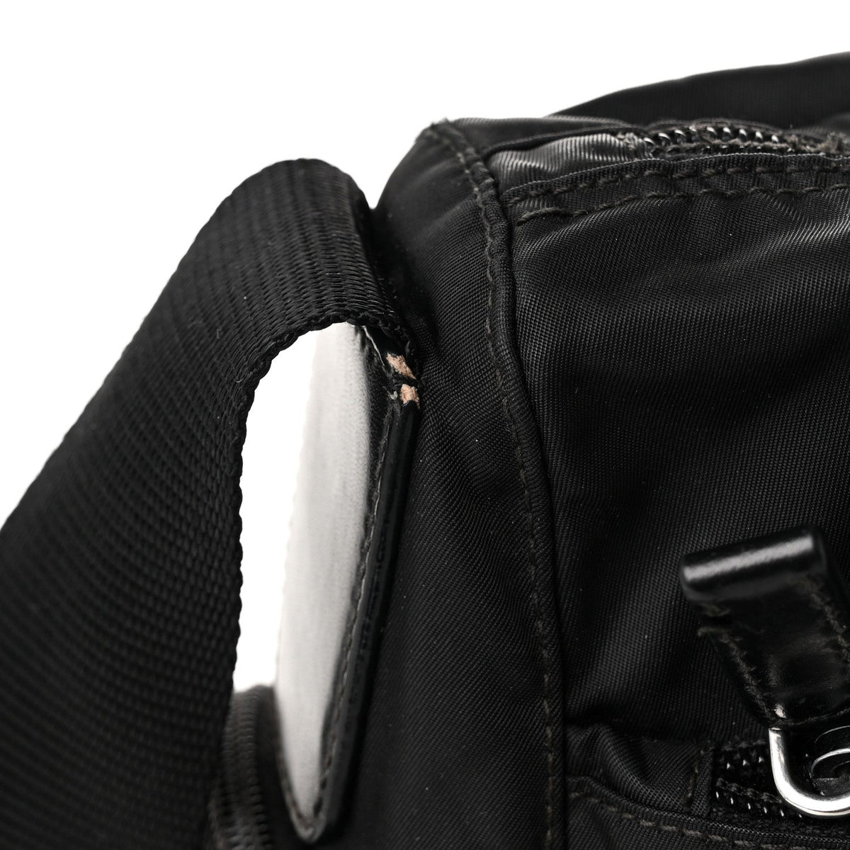 Prada Re-Nylon Vela Saffiano Pocket Double Zip Shoulder Bag Black