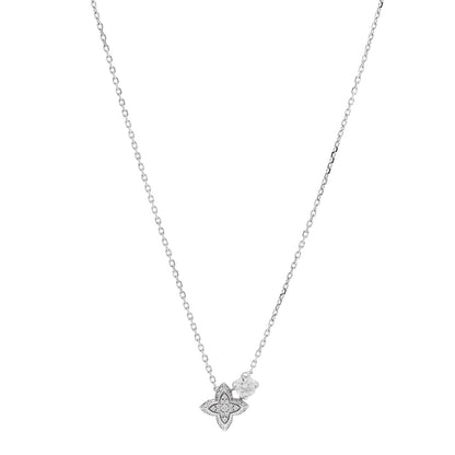 Louis Vuitton 18K White Gold Diamond LV Double Pendant Necklace
