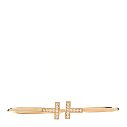 Tiffany 18K Yellow Gold Diamond T Wire Bracelet