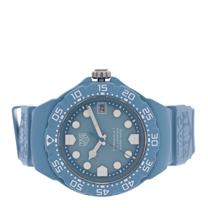 Tag Heuer Polylight Stainless Steel Rubber 38mm Formula 1 Solargraph Quartz Watch Light Blue WBY1163
