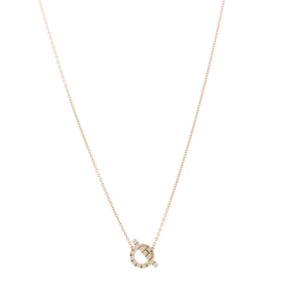 Hermes 18K Rose Gold Green Sapphire Finesse Pendant Necklace
