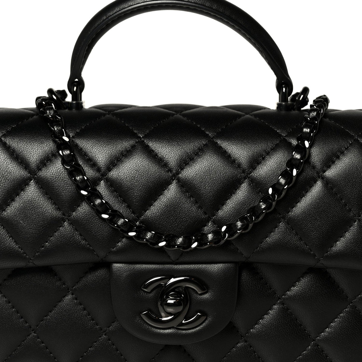 Chanel Lambskin Quilted Mini Top Handle Rectangular Flap So Black 1906190