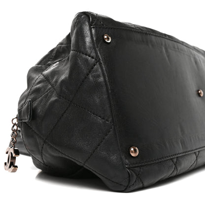 Chanel Lambskin Cloudy Bundle Bowler Bag Black