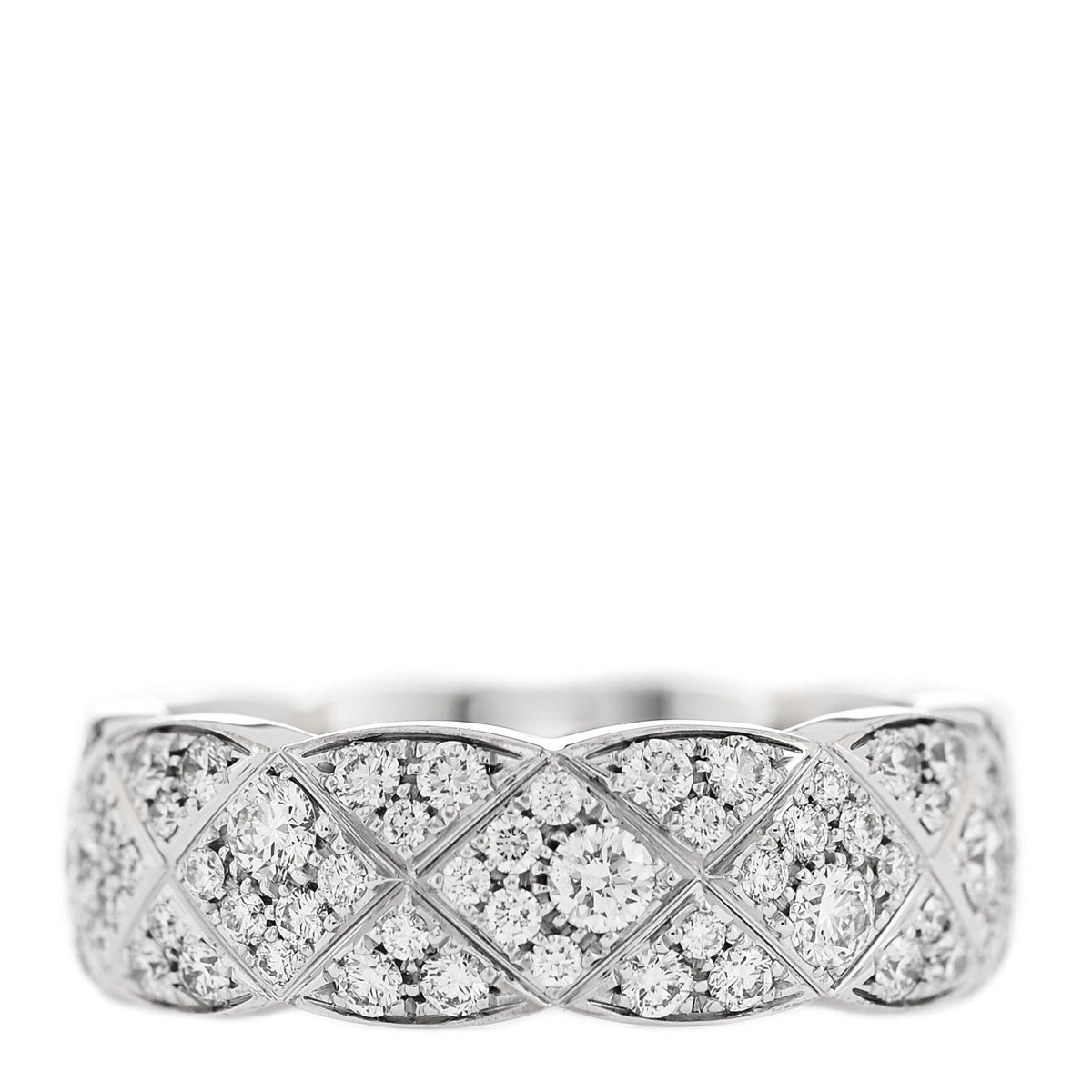 Chanel 18K White Gold Diamond Coco Crush Paved Ring 54