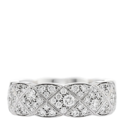 Chanel 18K White Gold Diamond Coco Crush Paved Ring 54