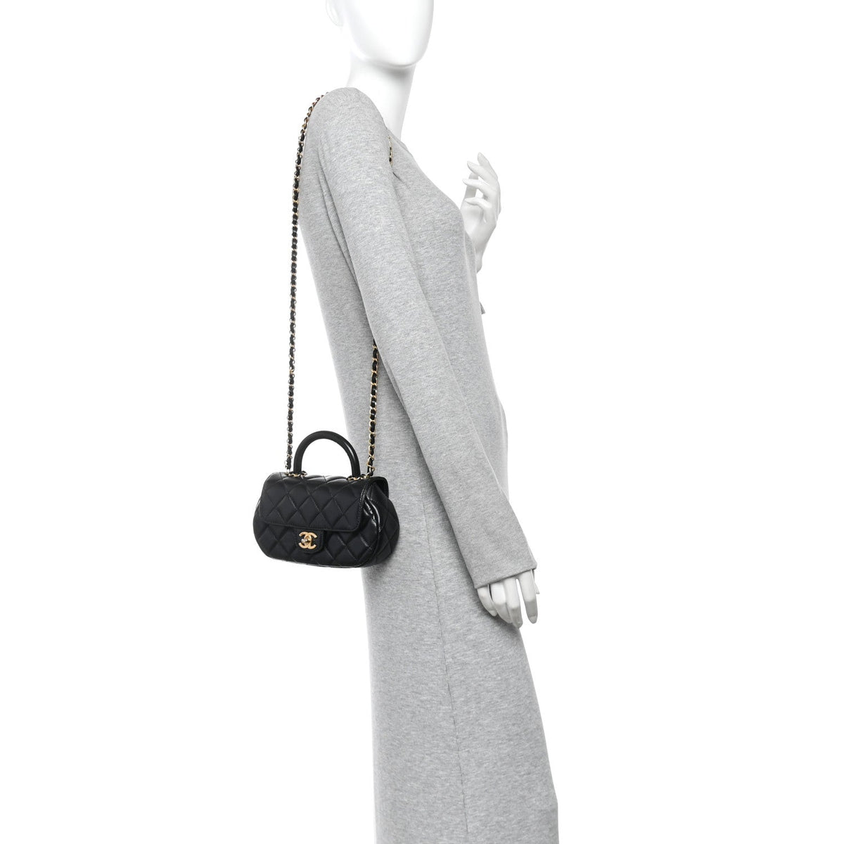 Chanel Lambskin Quilted Baywatch Top Handle Flap Black