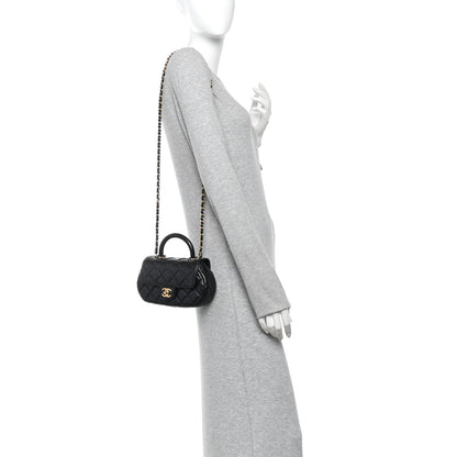Chanel Lambskin Quilted Baywatch Top Handle Flap Black