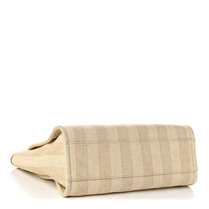 Chanel Mixed Fibers Calfskin Striped Small Deauville Tote Beige