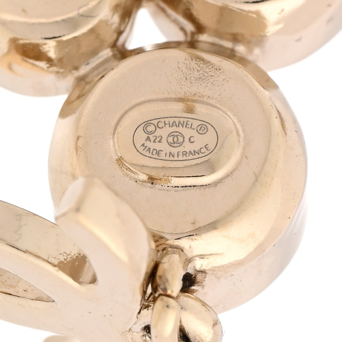 Chanel Pearl Crystal CC Drop Earrings Gold