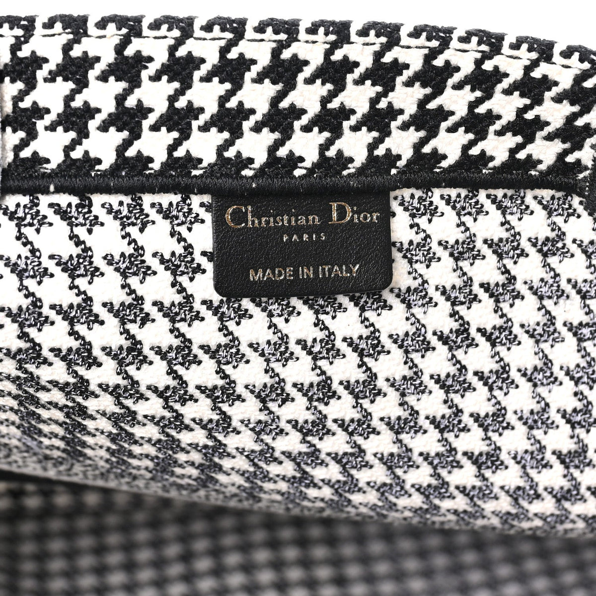 Christian Dior Canvas Houndstooth Large Book Tote Black White 1985403