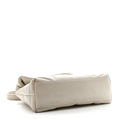 Saint Laurent Lambskin Toy Loulou Puffer Satchel Crema Soft