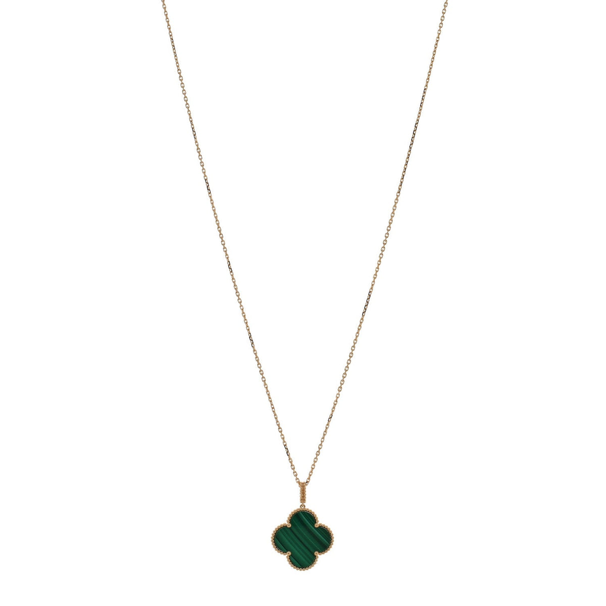 Van Cleef & Arpels 18K Yellow Gold Malachite Magic Alhambra Pendant Necklace