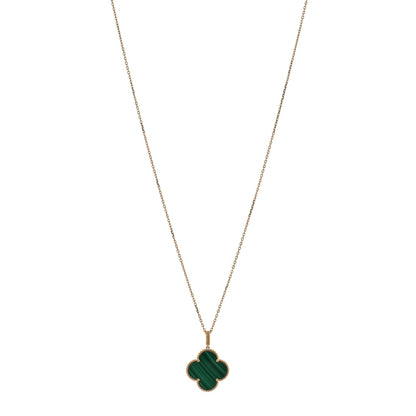 Van Cleef & Arpels 18K Yellow Gold Malachite Magic Alhambra Pendant Necklace