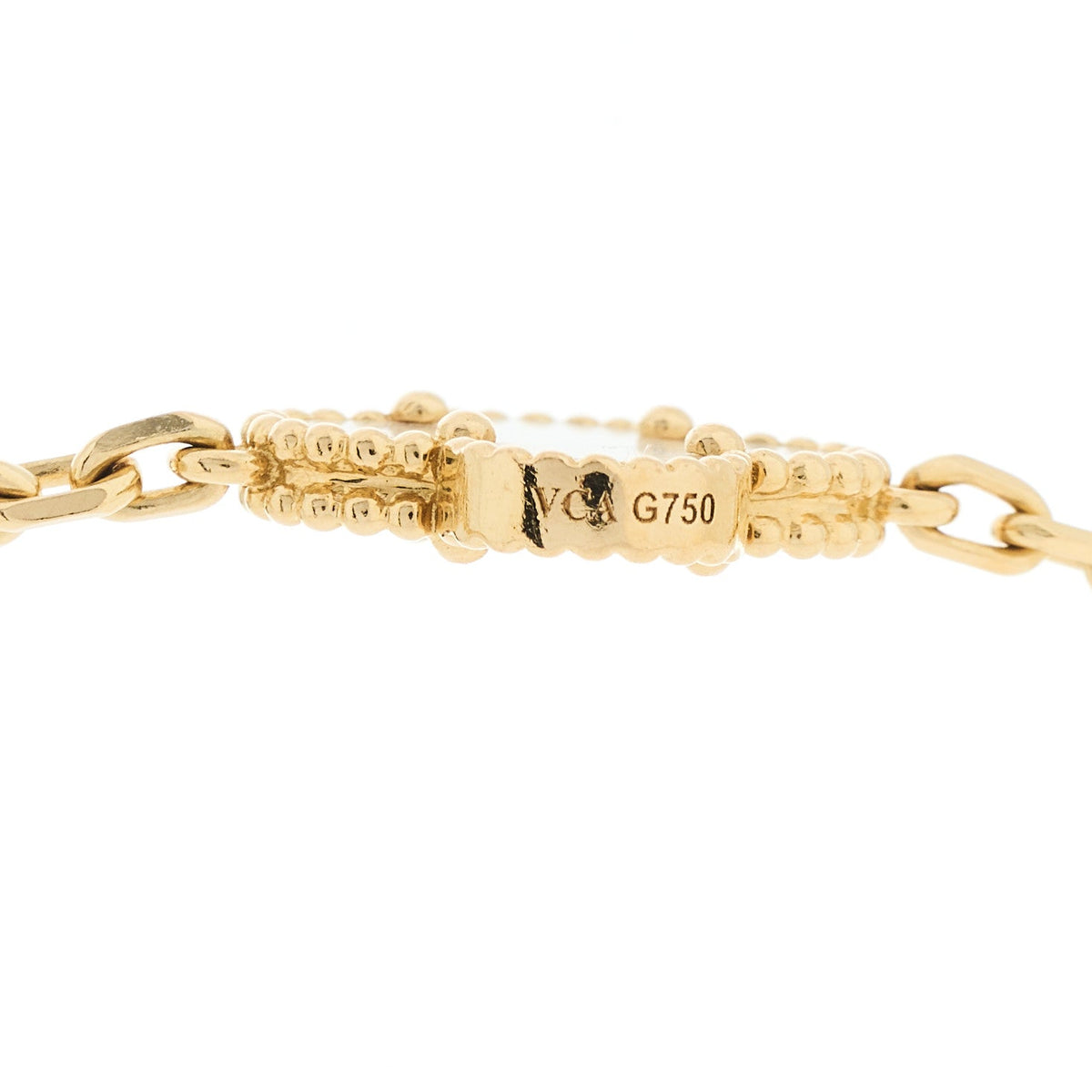 Van Cleef & Arpels 18K Yellow Gold Mother of Pearl 10 Motifs Vintage Alhambra Necklace