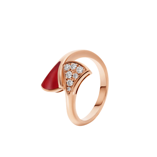 Bulgari 18K Rose Gold Carnelian Diamond Divas' Dream Ring