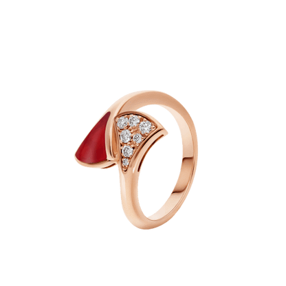 Bulgari 18K Rose Gold Carnelian Diamond Divas' Dream Ring