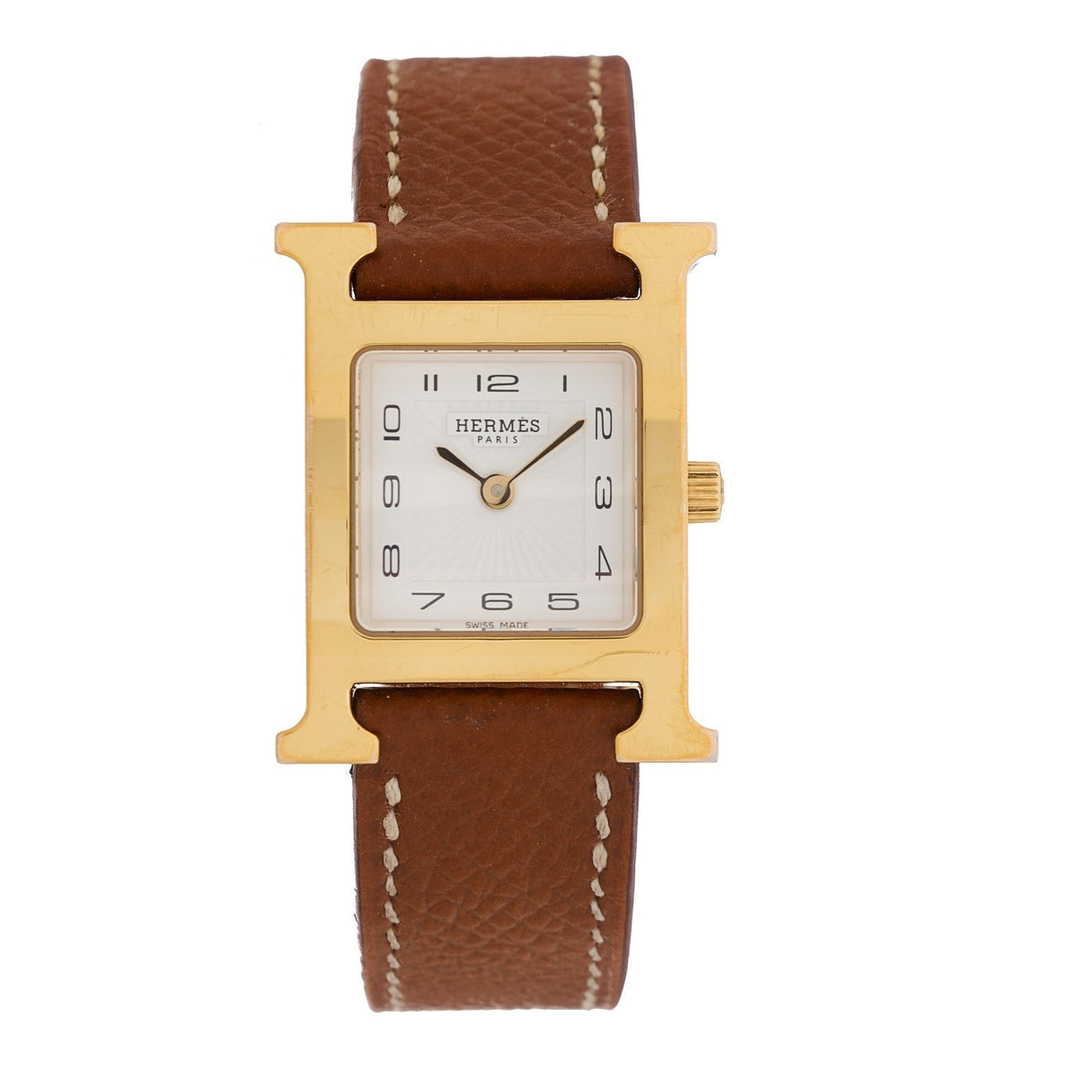 Hermes Stainless Steel Epsom 21mm Heure H Watch Gold