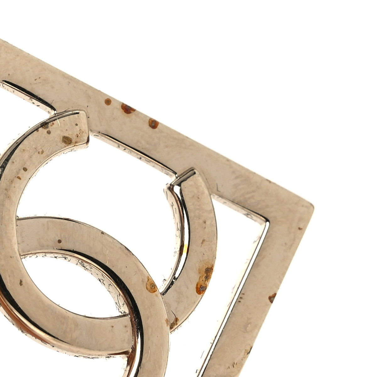 Chanel Metal Square Cutout CC Hoop Earrings Gold