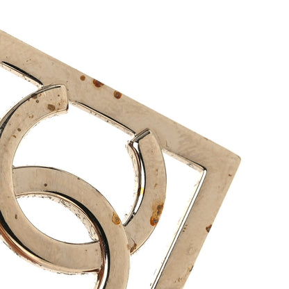 Chanel Metal Square Cutout CC Hoop Earrings Gold