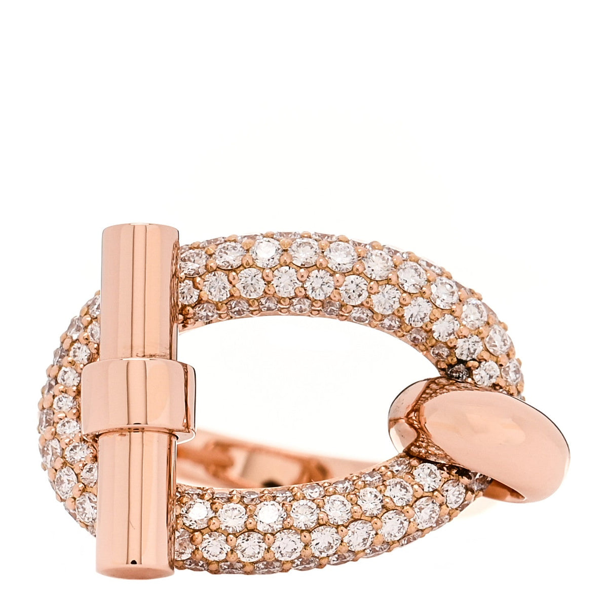 Hermes 18K Rose Gold Diamond Adage Ring 52 6