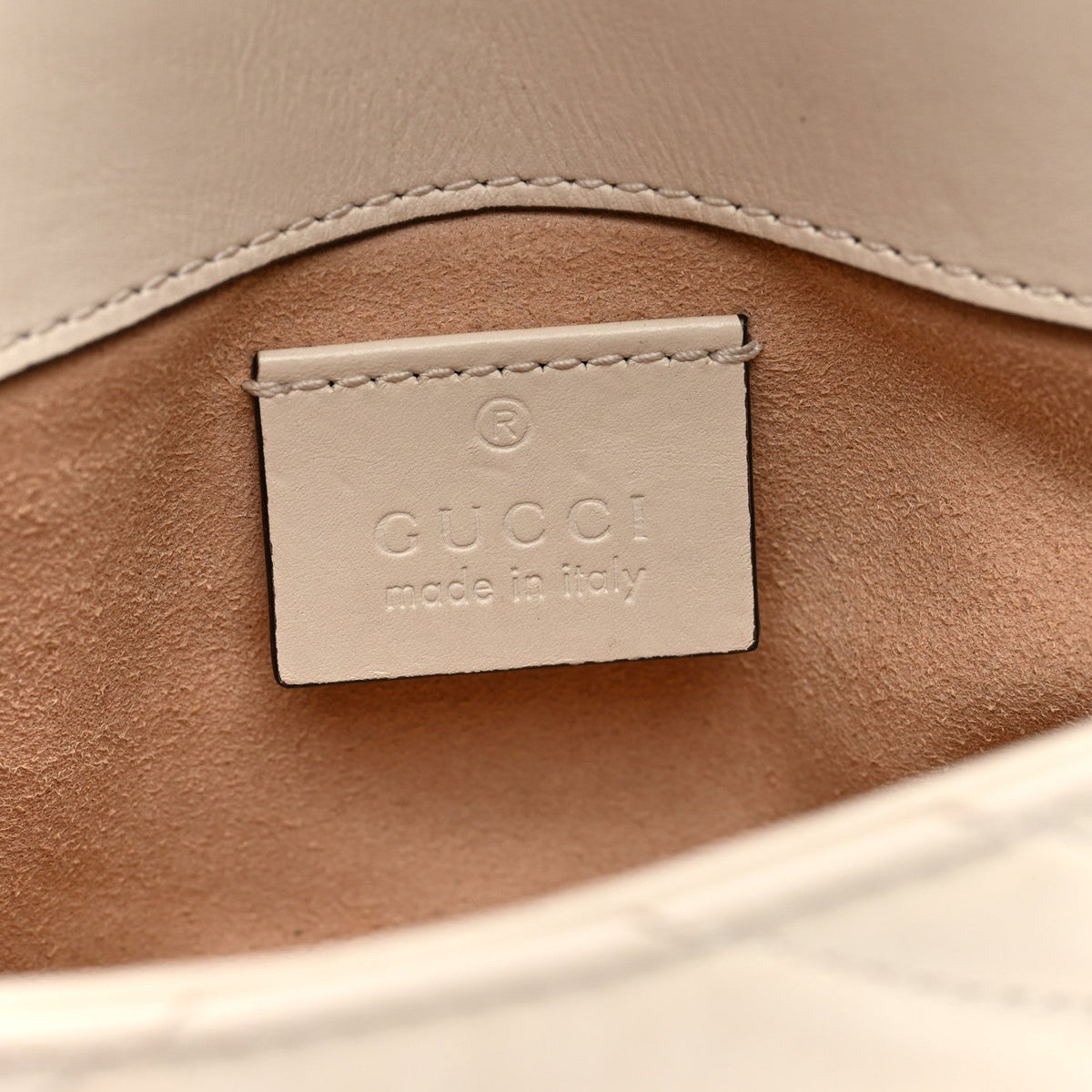 Gucci Calfskin Matelasse Super Mini GG Marmont Shoulder Bag White