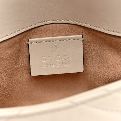 Gucci Calfskin Matelasse Super Mini GG Marmont Shoulder Bag White