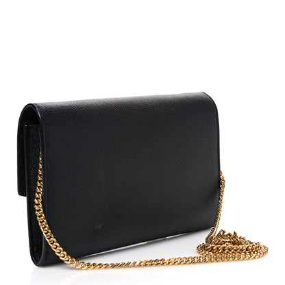 Saint Laurent Grain De Poudre Uptown Chain Wallet Black