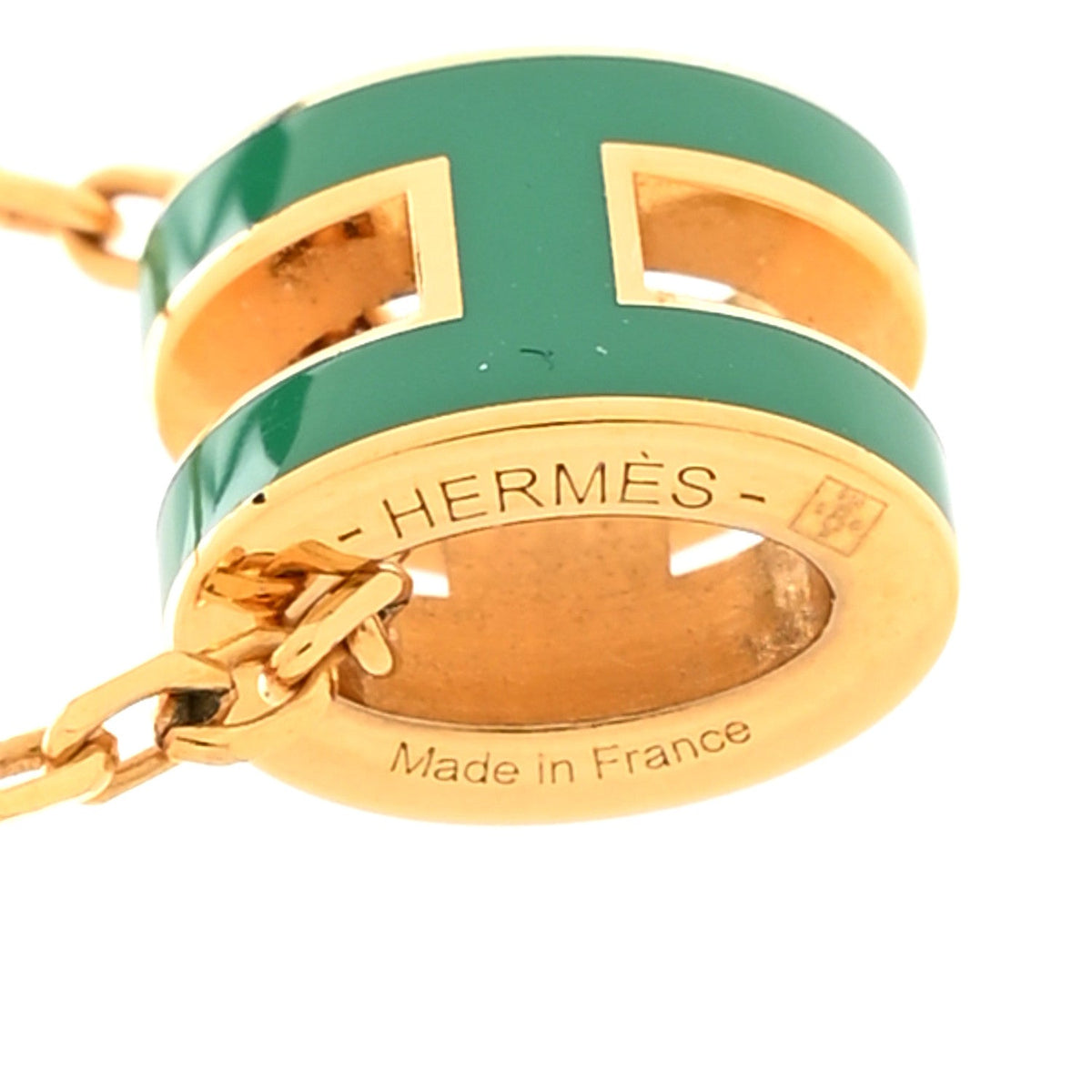 Hermès Rose Gold Lacquered Malachite Mini Pop H Pendant Necklace