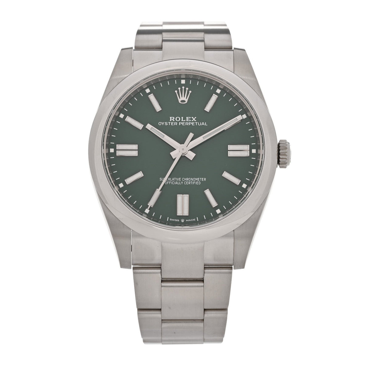 Rolex Stainless Steel 41mm Oyster Perpetual Watch Green 124300