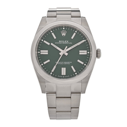 Rolex Stainless Steel 41mm Oyster Perpetual Watch Green 124300
