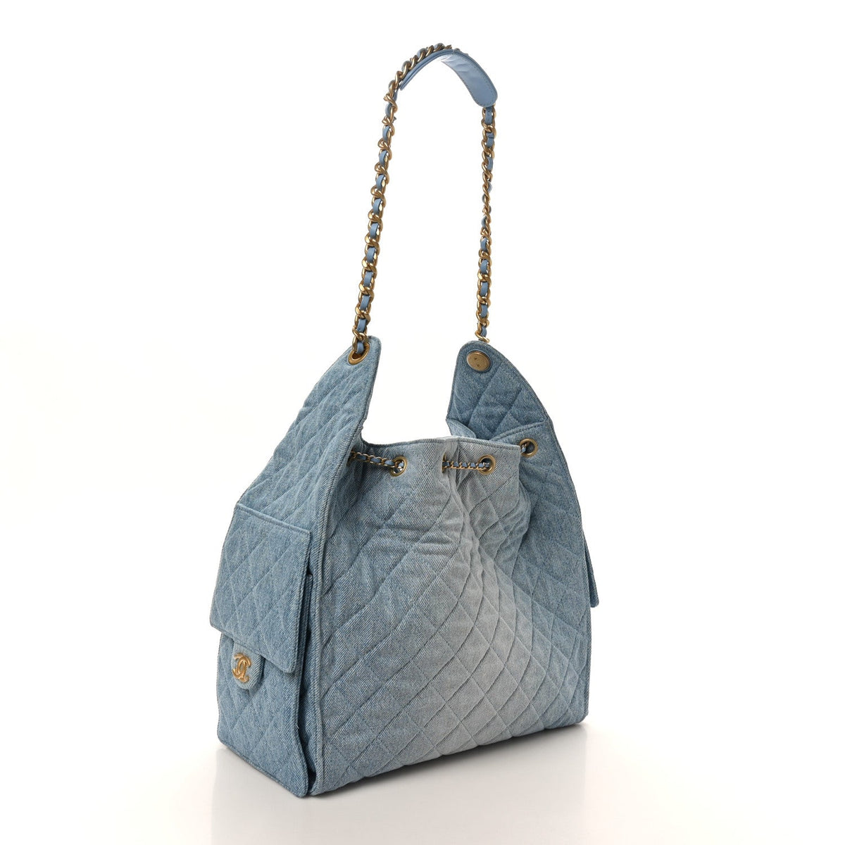 Chanel Washed Denim Quilted Medium 25 Handbag Blue