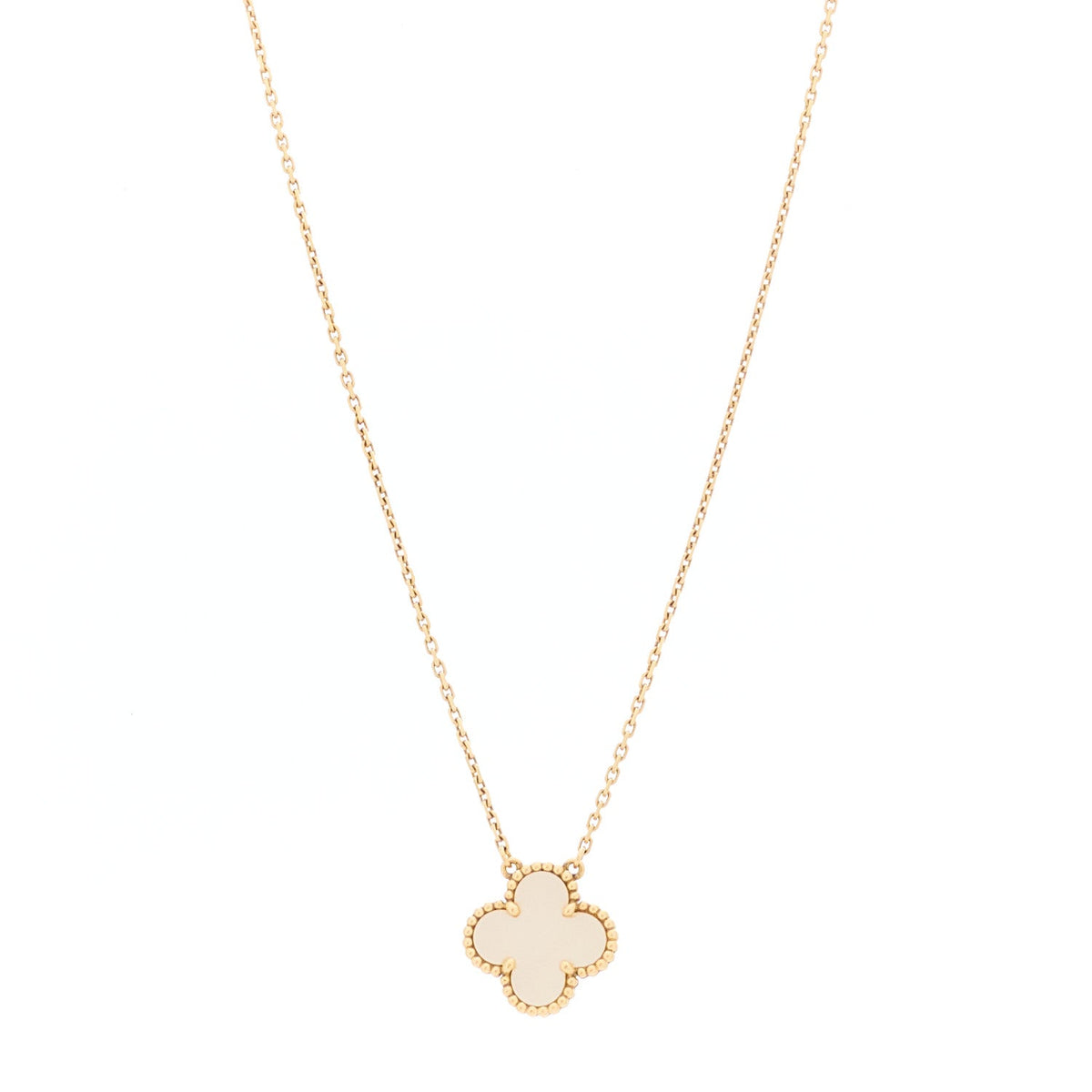Van Cleef & Arpels 18K Yellow Gold Mother of Pearl Vintage Alhambra Pendant Necklace