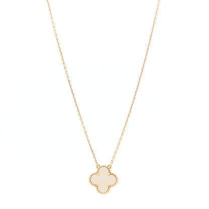 Van Cleef & Arpels 18K Yellow Gold Mother of Pearl Vintage Alhambra Pendant Necklace