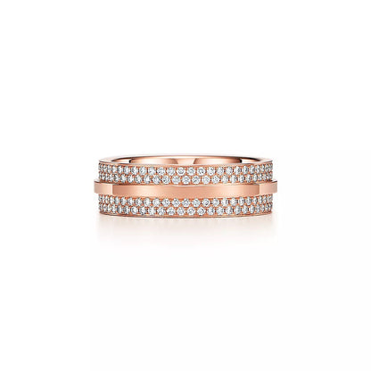 18K Gold Diamond Tiffany T Ring